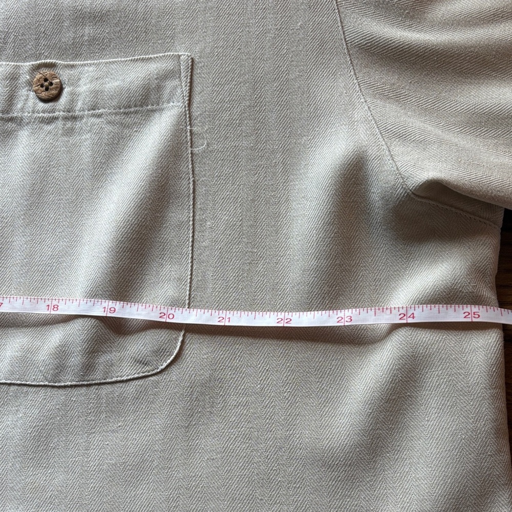 Island Republic Light Tan Short Sleeve Silk-blend Men's Shirt Sz XL - Picture 6 of 7